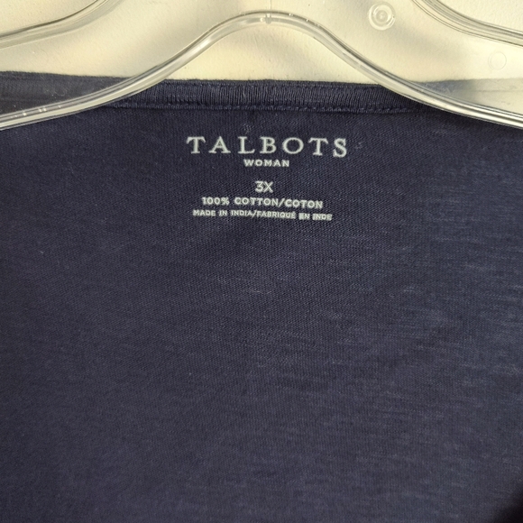 New Talbots Embellished Top cotton beaded navy blue turquoise tunic coastal 3X - Picture 3 of 16
